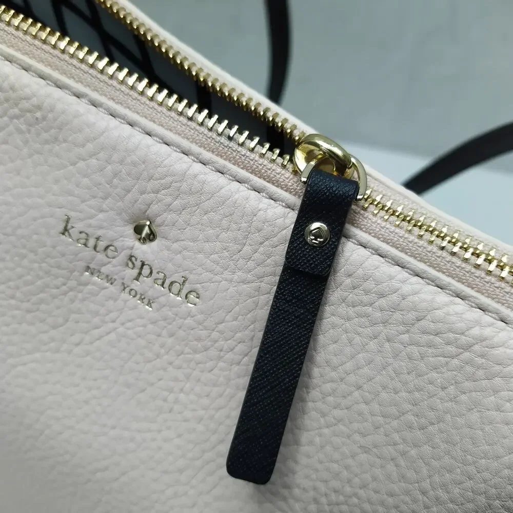 Kate Spade Light Pink Pebbled Leather Double Hanldes Tote Shoulder Bag W/ Mirror